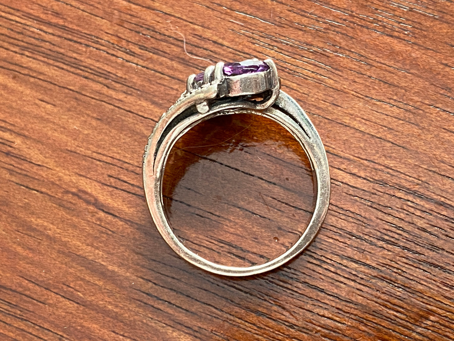 Sterling Silver 925 Marquise Amethyst Marcasite Ring Sz 6