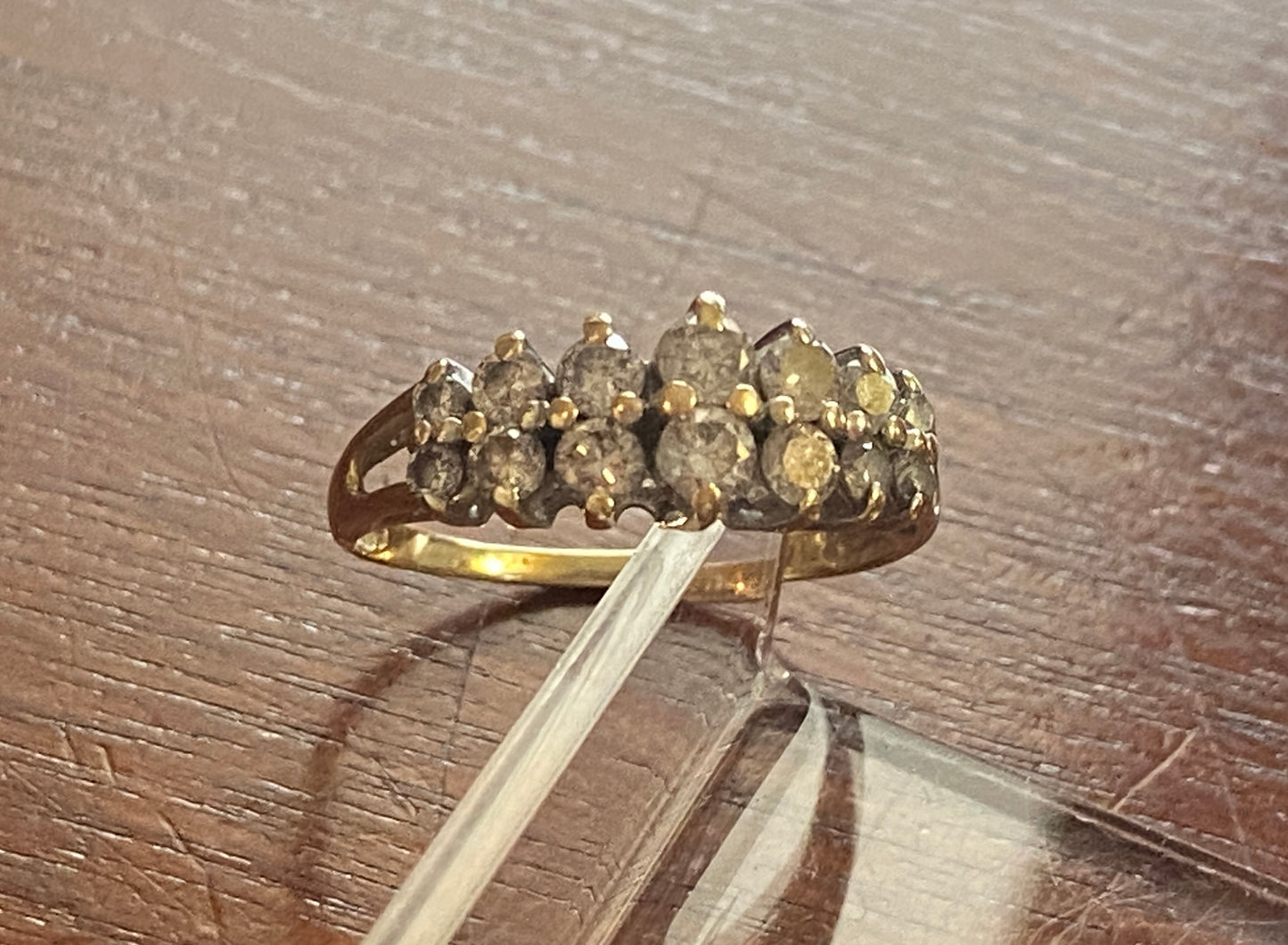 14k Yellow Gold 2 Rows Graduating Size .80ctw Diamond Band Ring Sz 8.25