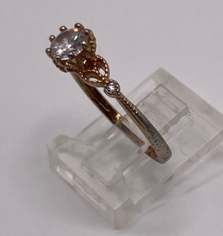 Sterling Silver 925 Gold Plate CZ Ring Sz 6