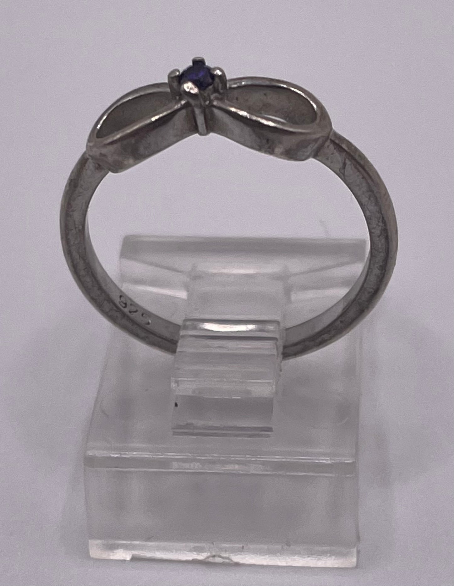 Sterling Silver 925 Round Amethyst Bow Ring Sz 6