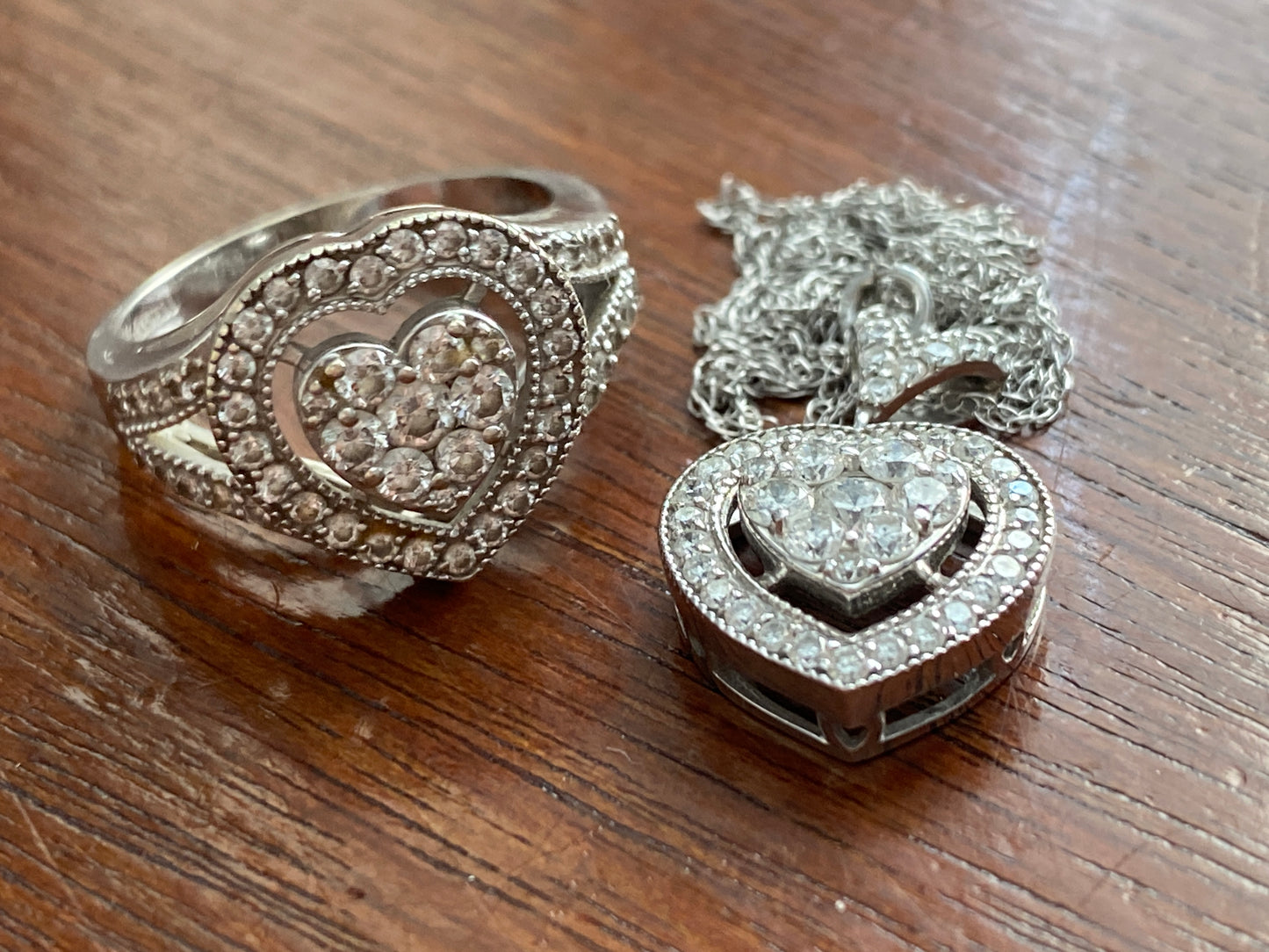 14k White Gold 1ctw Pave Diamond Heart Ring Sz 6.5