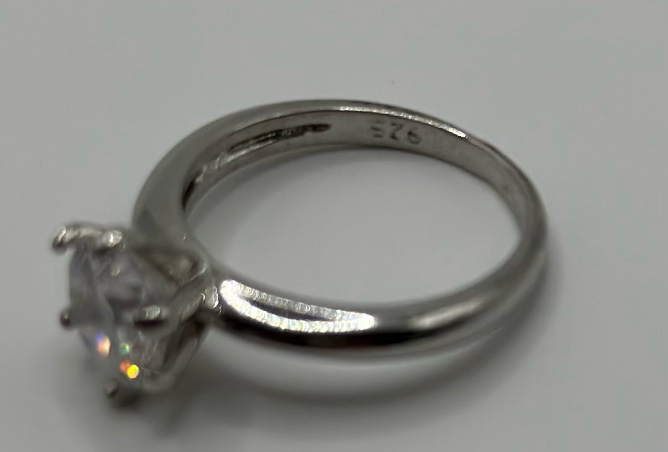 Sterling Silver 925 2ct Round CZ Solitaire Engagement Ring Sz 7