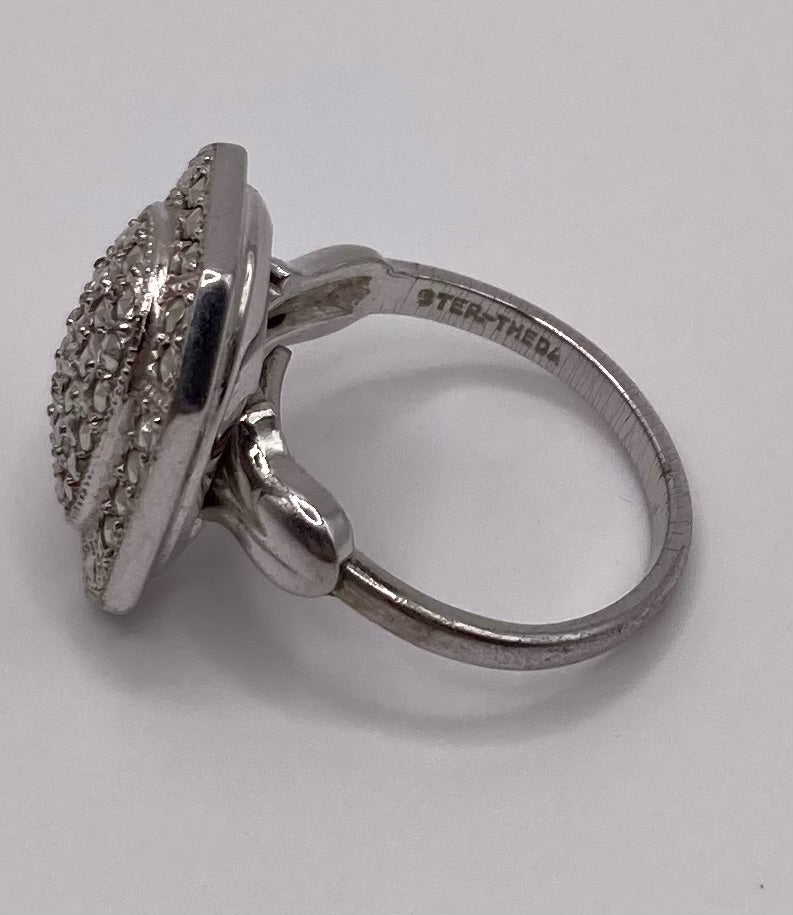 Sterling Silver 925 Marcasite Art Deco Style Domed Ring Sz 6.5 Theda