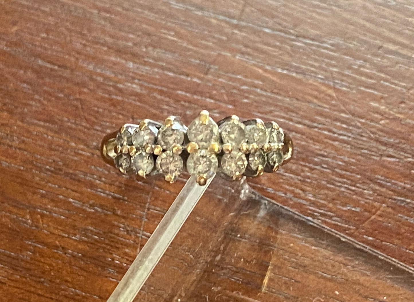 14k Yellow Gold 2 Rows Graduating Size .80ctw Diamond Band Ring Sz 8.25