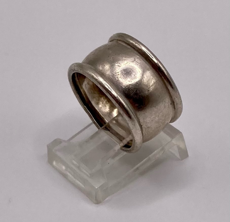 Wide Sterling Silver 925 Band Ring Sz 6.5 Cigar Band Style