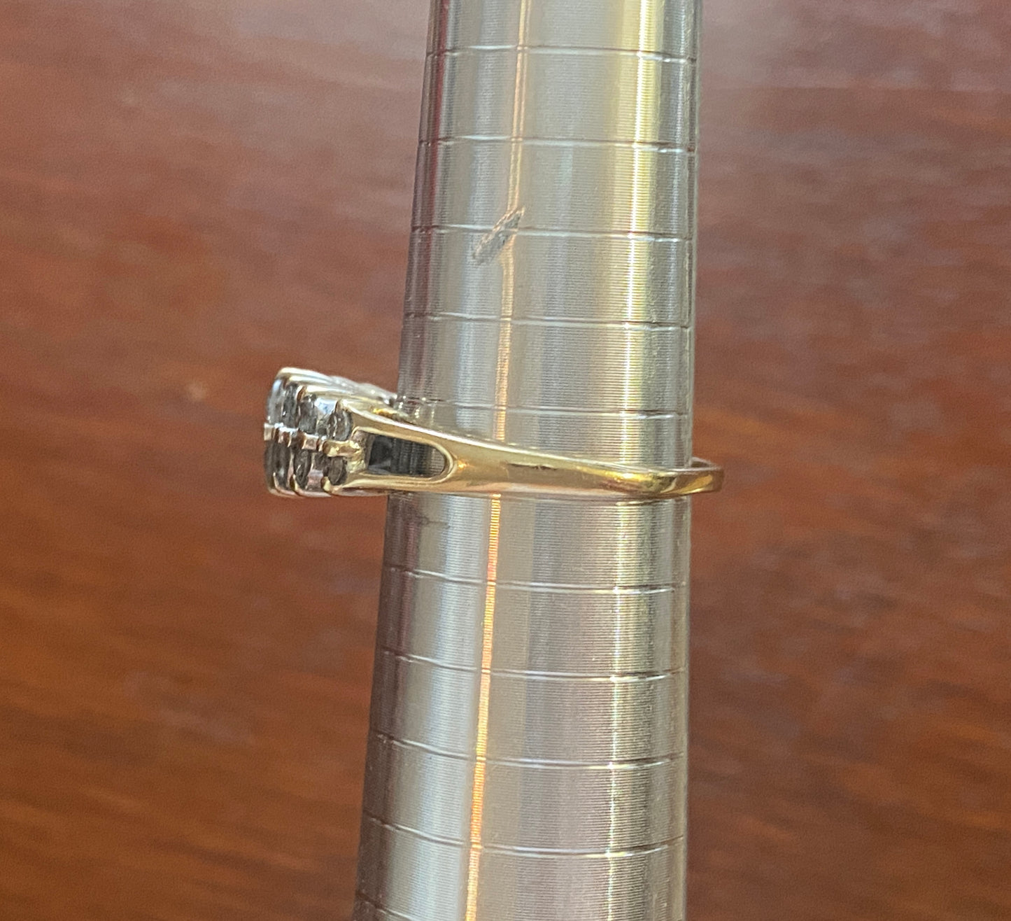 14k Yellow Gold 2 Rows Graduating Size .80ctw Diamond Band Ring Sz 8.25
