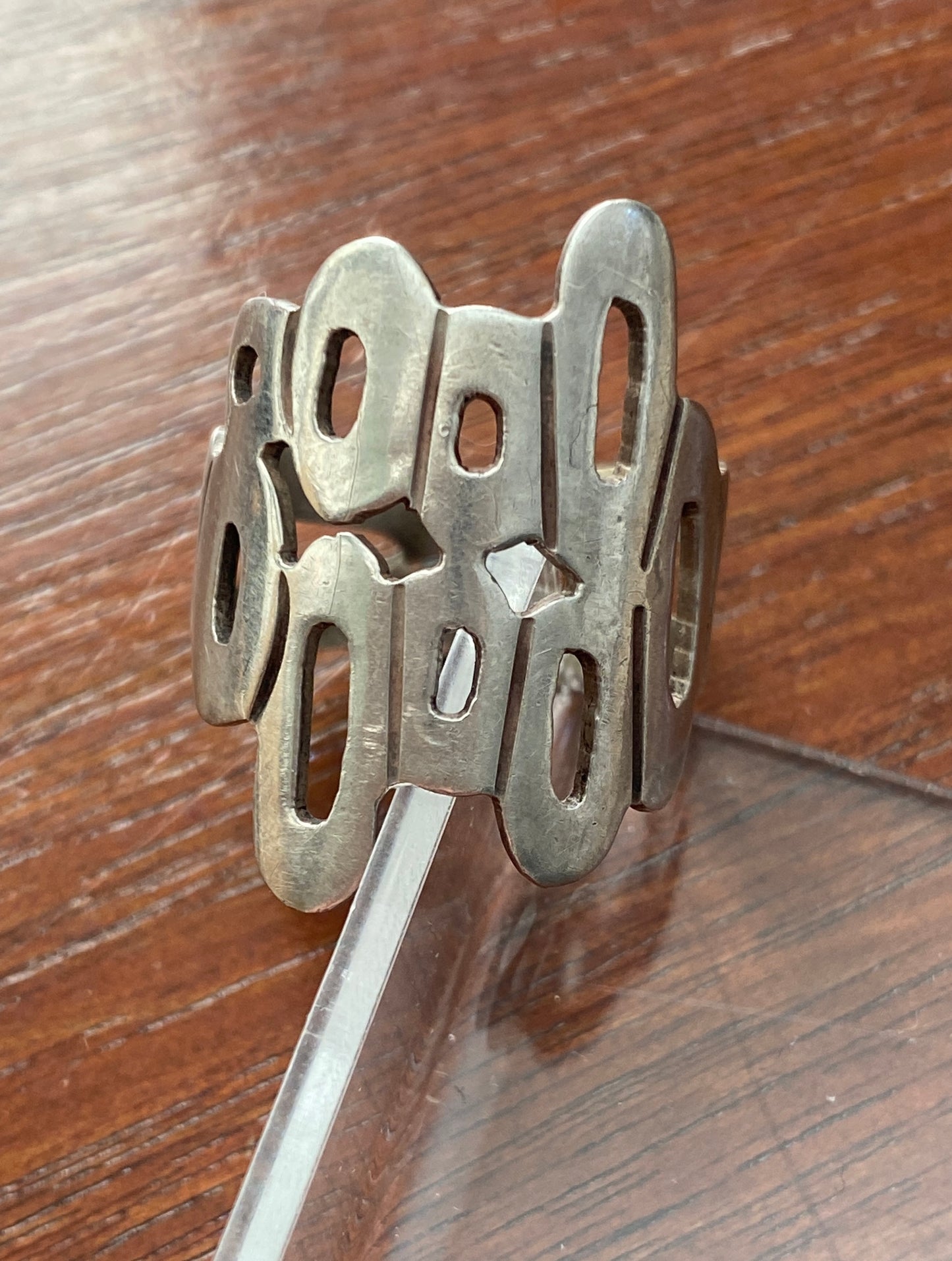 Sterling Silver 925 Modernist Wide Band Ring Sz 8