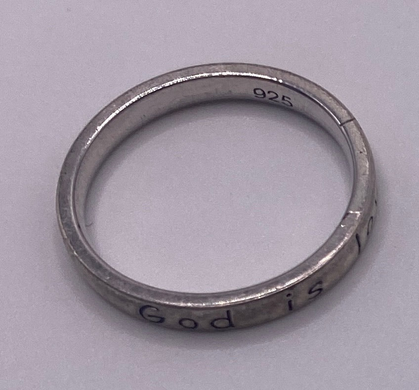 Sterling Silver 925 "God is Love" Band Ring Sz 6.75 - 7