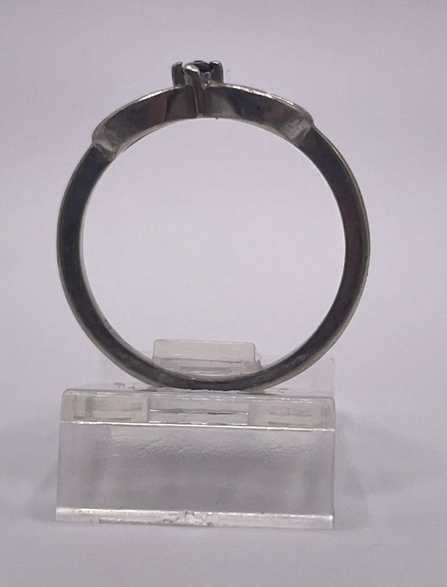 Sterling Silver 925 Round Amethyst Bow Ring Sz 6