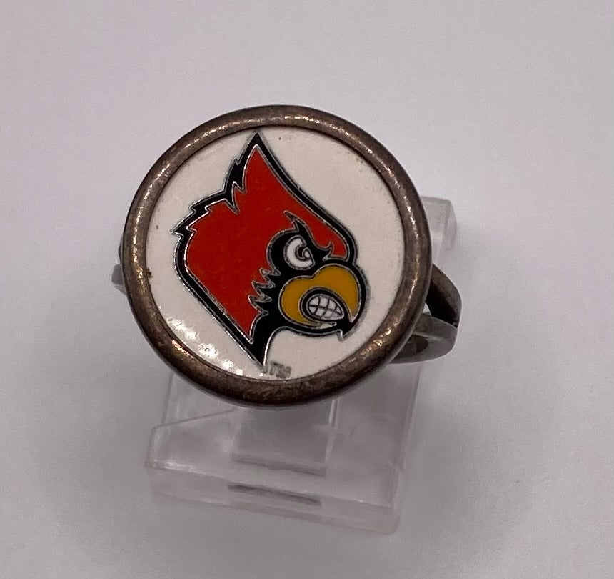 Sterling Silver 925 Enamel Louisville Cardinals Logo Ring Sz 6.75 Basketball