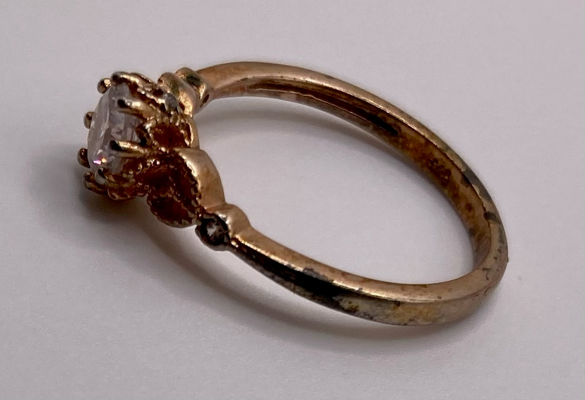 Sterling Silver 925 Gold Plate CZ Ring Sz 6