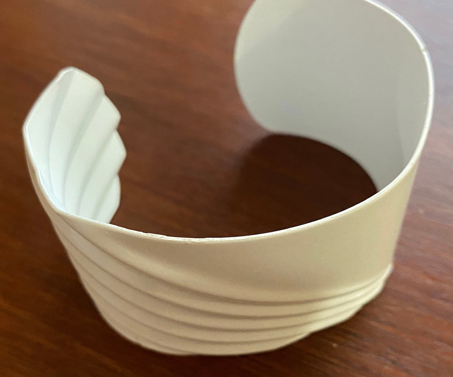 Vintage 80's White Enamel Wide Cuff Bracelet