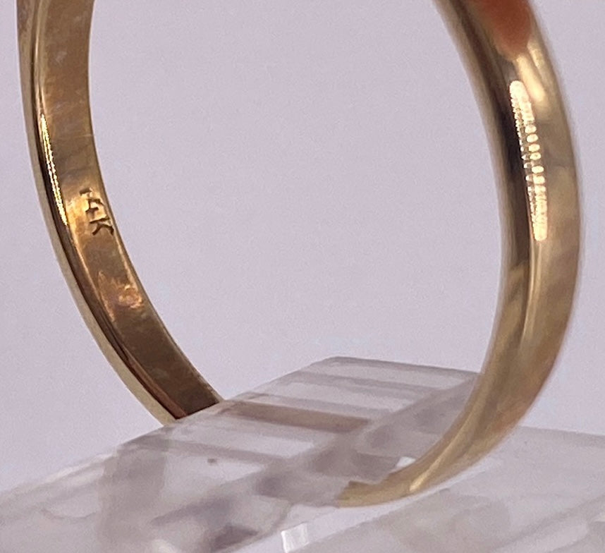 14k Yellow Gold 3 Stone Diamond Engagement Ring Sz 6.75