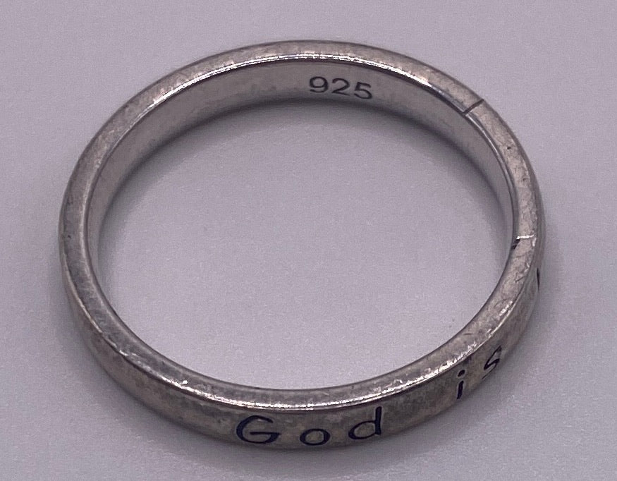 Sterling Silver 925 "God is Love" Band Ring Sz 6.75 - 7