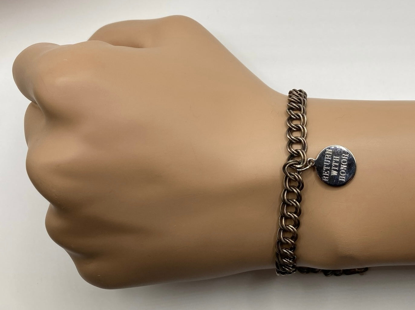 Sterling Silver 925 RETURN WITH HONOR Charm Bracelet