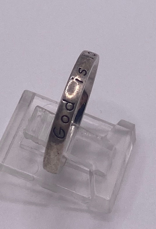 Sterling Silver 925 "God is Love" Band Ring Sz 6.75 - 7