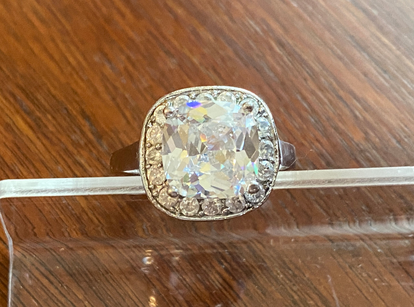 Designer RSE Sterling Silver 925 Princess Cubic Zirconia Halo Ring 8