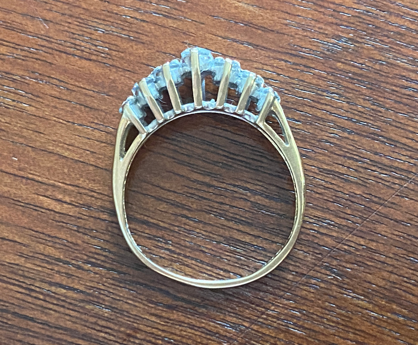 14k Yellow Gold 2 Rows Graduating Size .80ctw Diamond Band Ring Sz 8.25