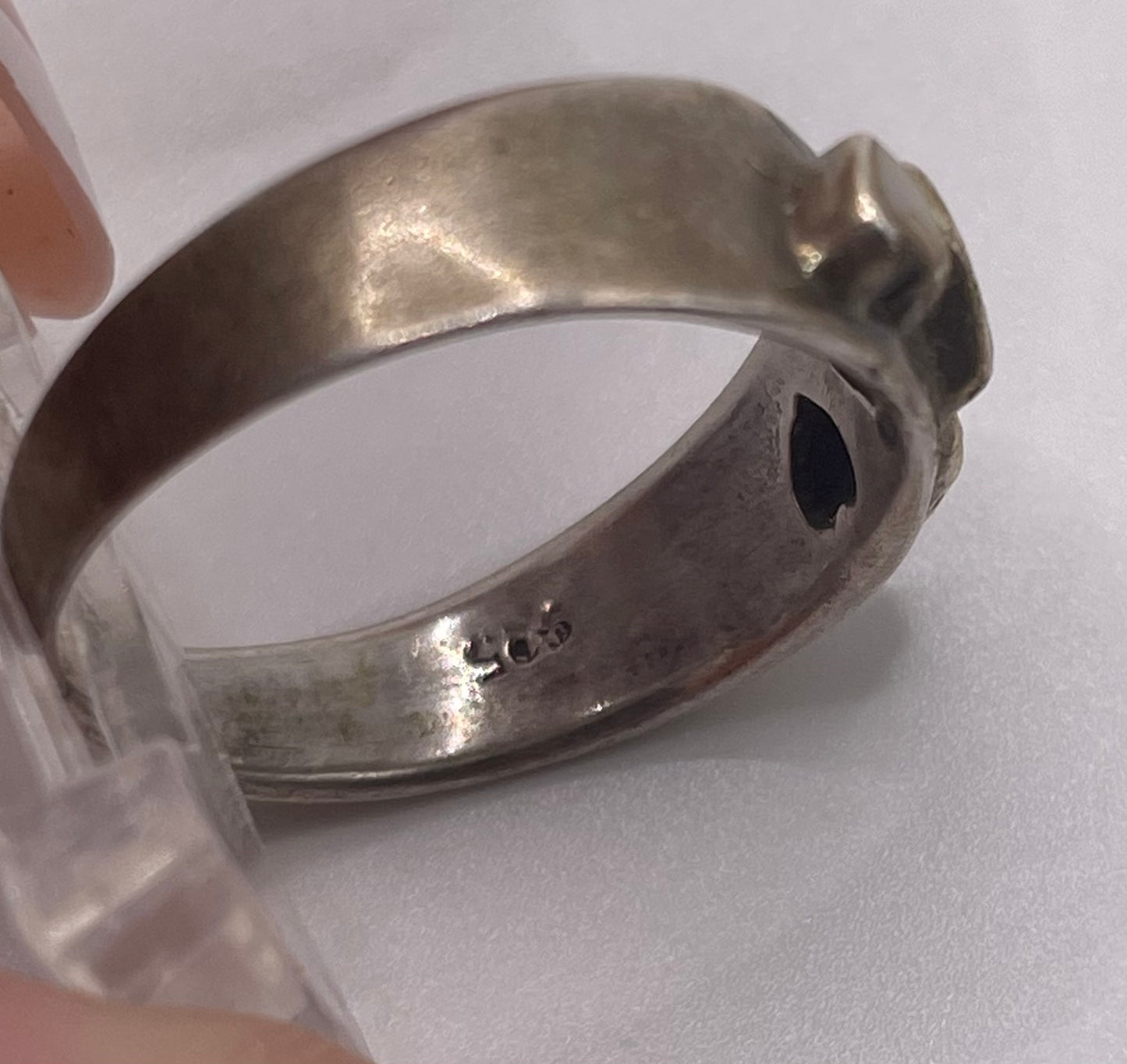 Sterling Silver MOP Abalone Inlay Raised Heart Ring Sz 7.5