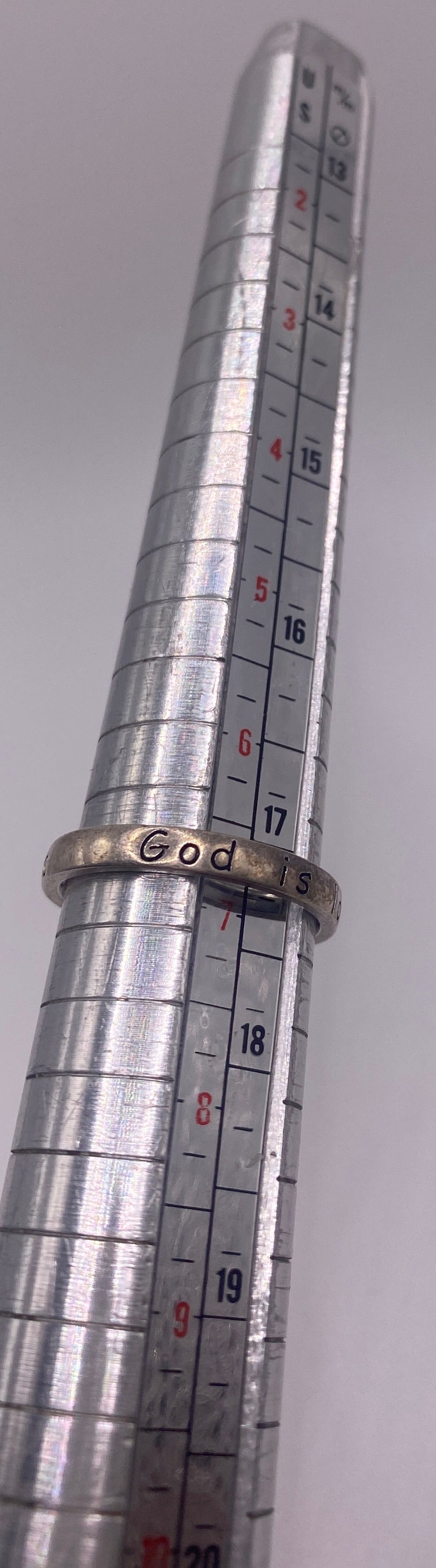 Sterling Silver 925 "God is Love" Band Ring Sz 6.75 - 7