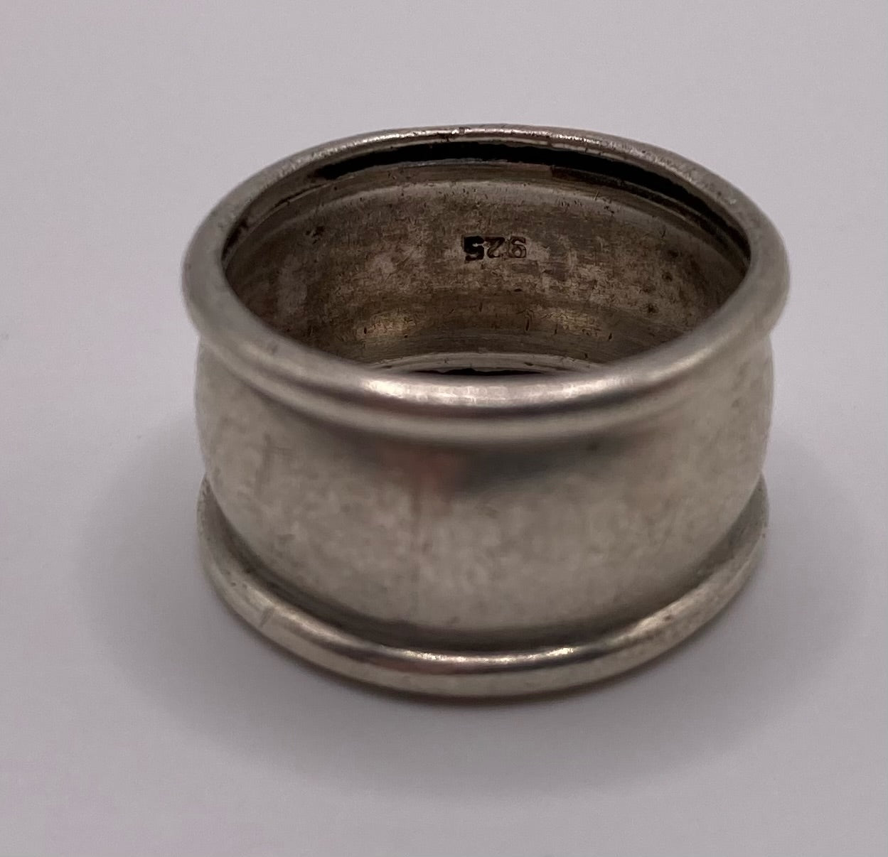 Wide Sterling Silver 925 Band Ring Sz 6.5 Cigar Band Style