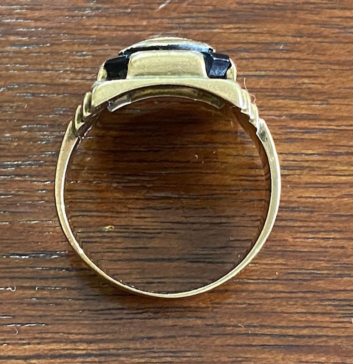 1937 Antique 10k Yellow Gold Class School Ring Sz 6 Onyx