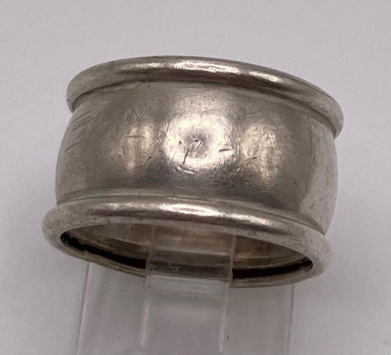 Wide Sterling Silver 925 Band Ring Sz 6.5 Cigar Band Style