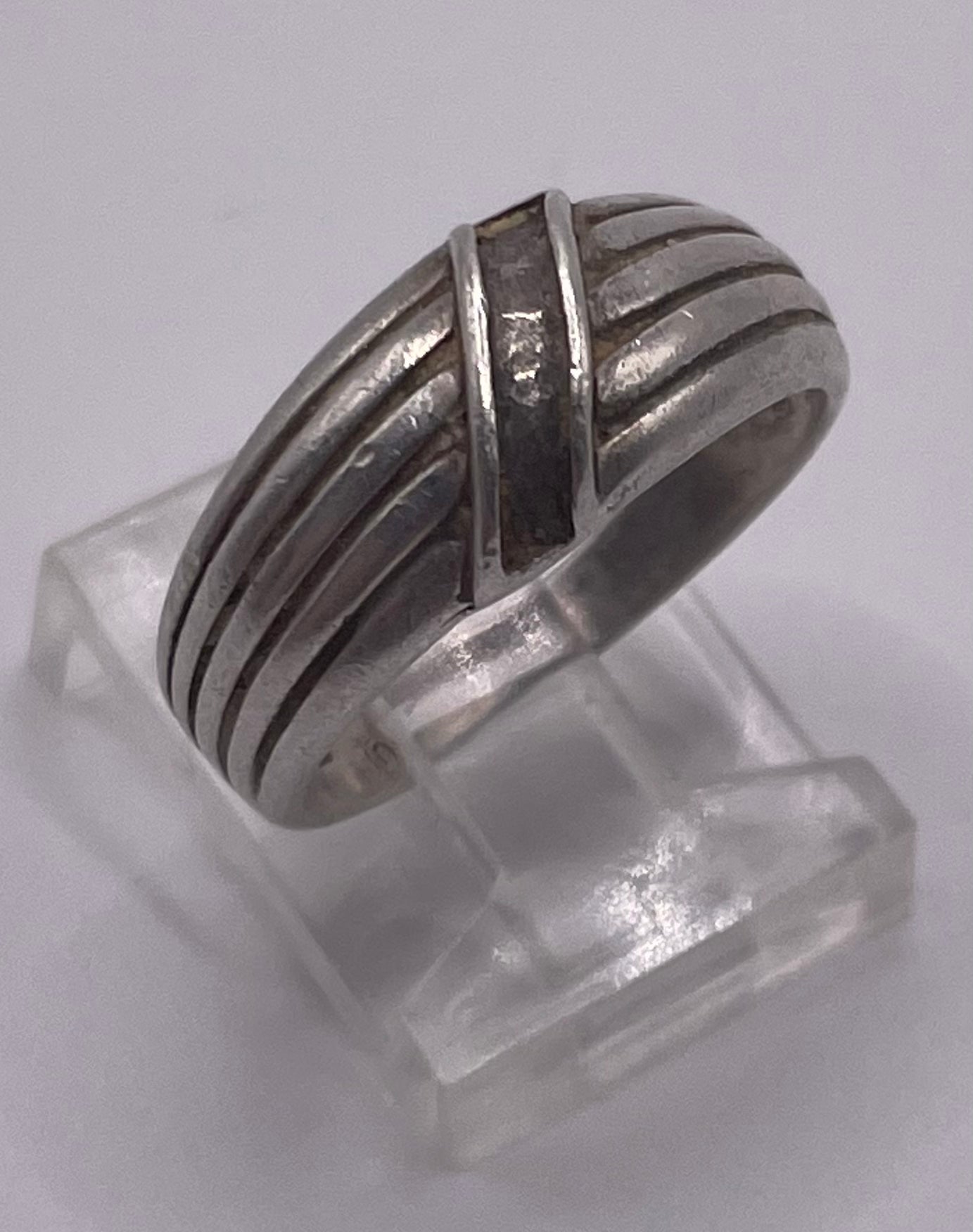 Sterling Silver 925 Modernist Modern Band Ring Sz 6.5