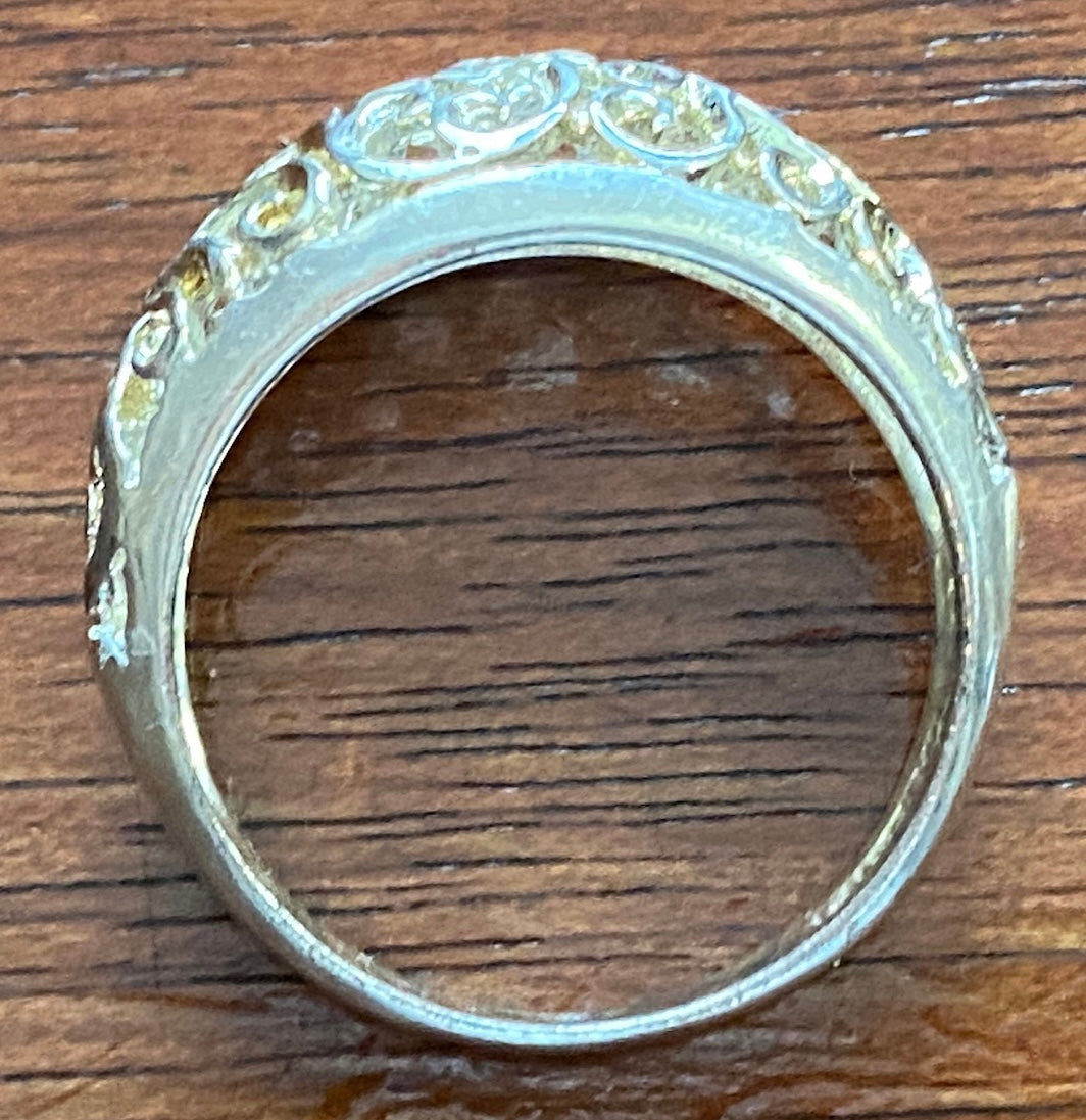 Sterling Silver 925 Scroll Flower Band Ring Sz 6.75