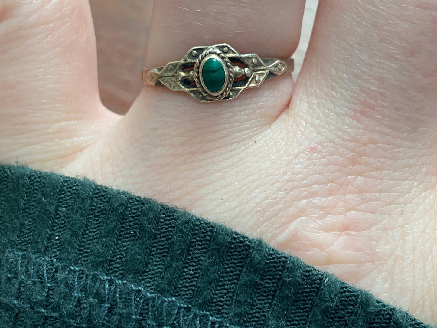 Sterling Silver 925 Green Turquoise Ring Sz 7.75