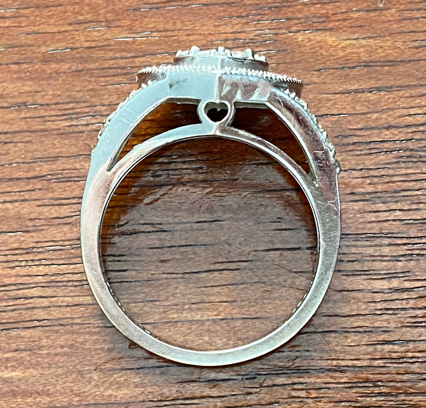 14k White Gold 1ctw Pave Diamond Heart Ring Sz 6.5