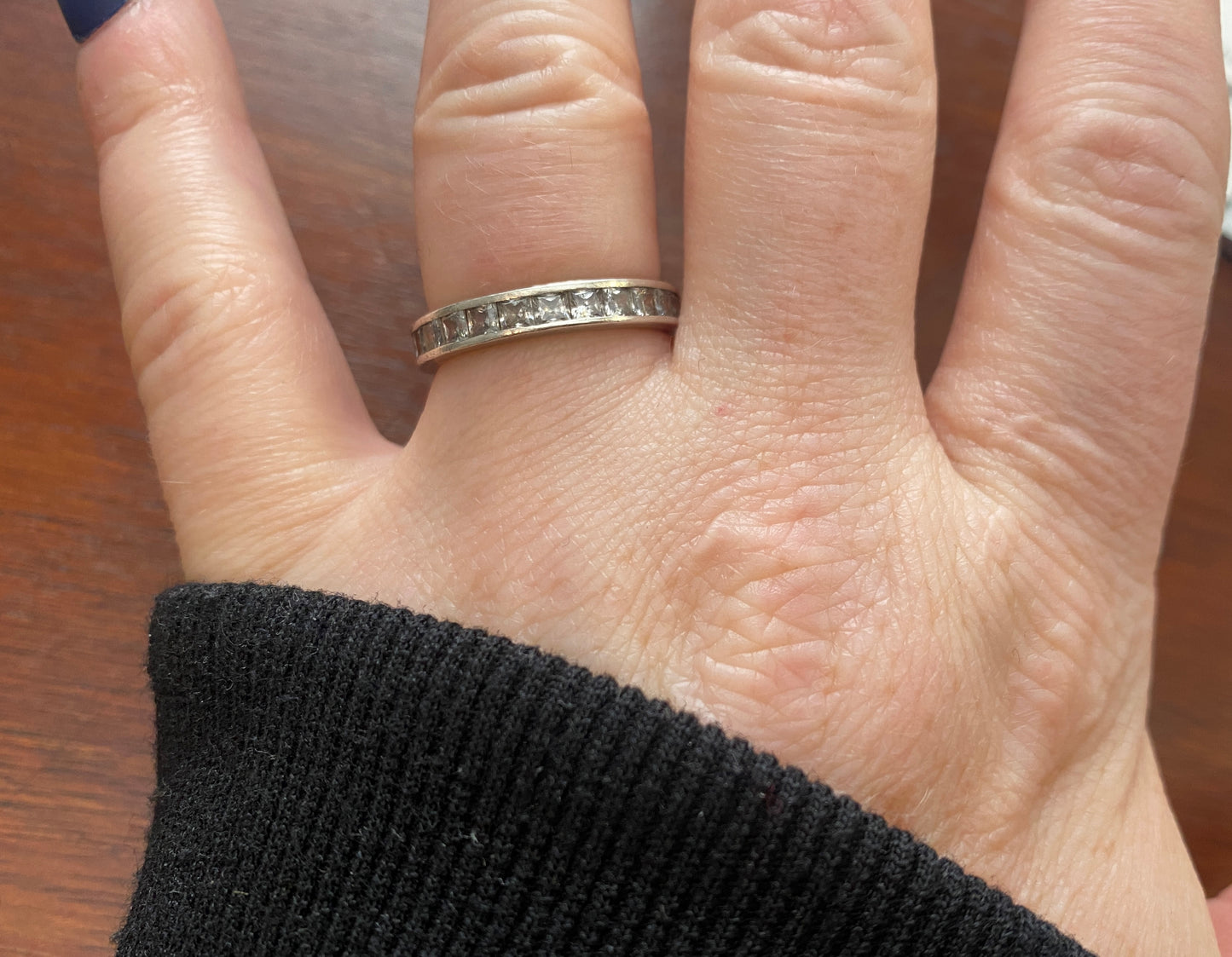 Sterling Silver Princess Cut CZ Eternity Band Ring Sz 7