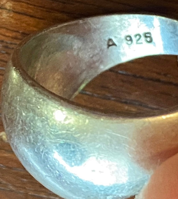 Sterling Silver 925 Domed Band Ring Sz 6