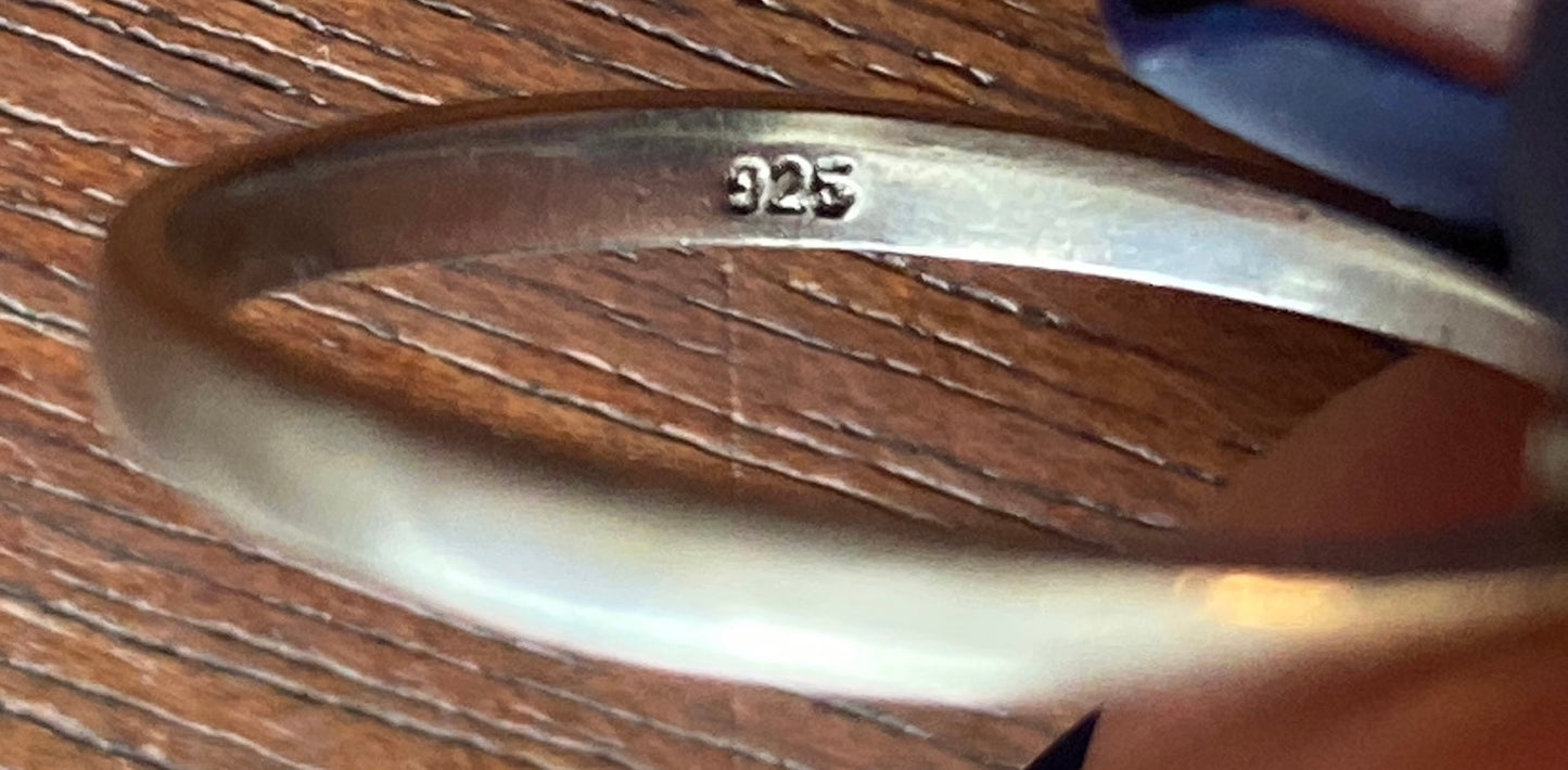 Stauer Signed Sterling Silver 925 Lab Created Blue Sapphire Halo Ring Sz 6.75