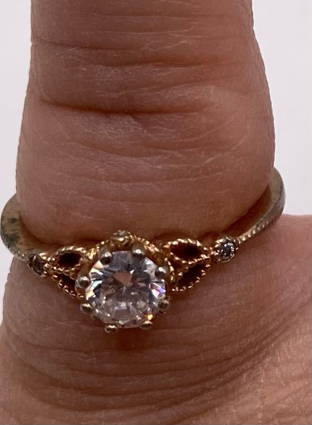 Sterling Silver 925 Gold Plate CZ Ring Sz 6