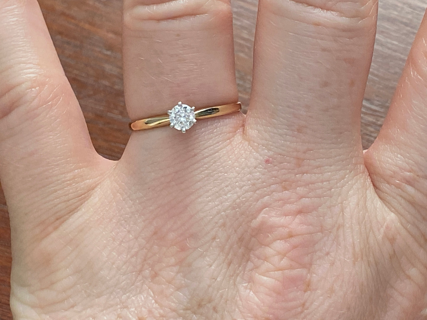 14k Yellow Gold Round .32ct Diamond Solitaire Engagement Ring Sz 7.25