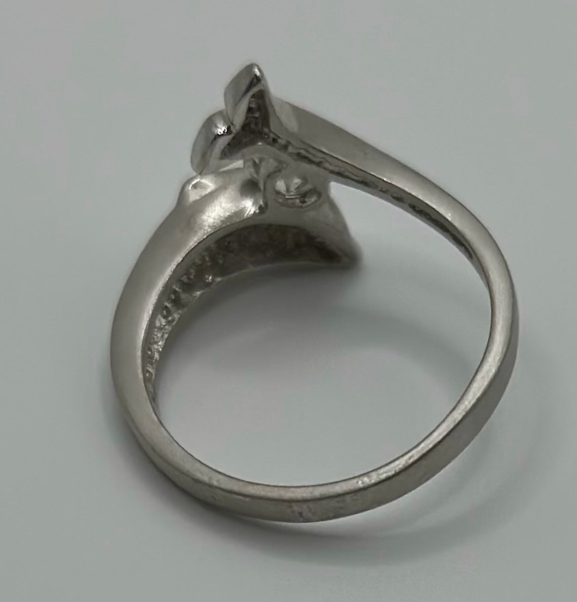 Matte Sterling Silver 925 Round CZ Bypass Style Dolphin Wrap Ring Sz 5.5