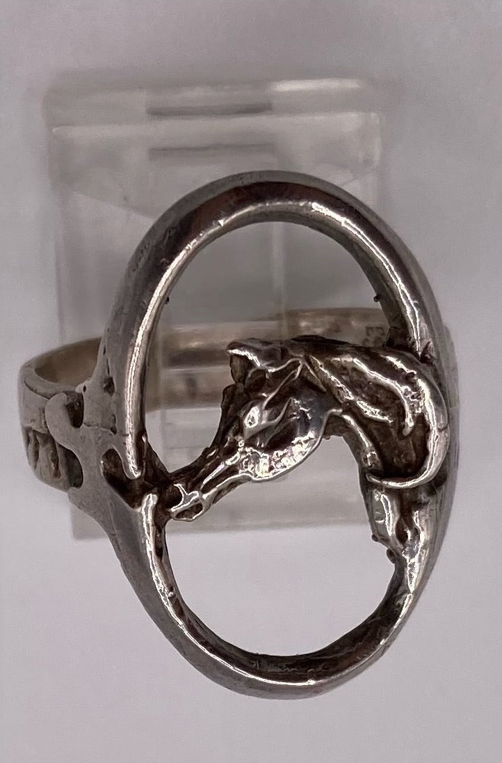 Vintage Silver Tone Horse Cut Out Silhouette Ring Sz 7
