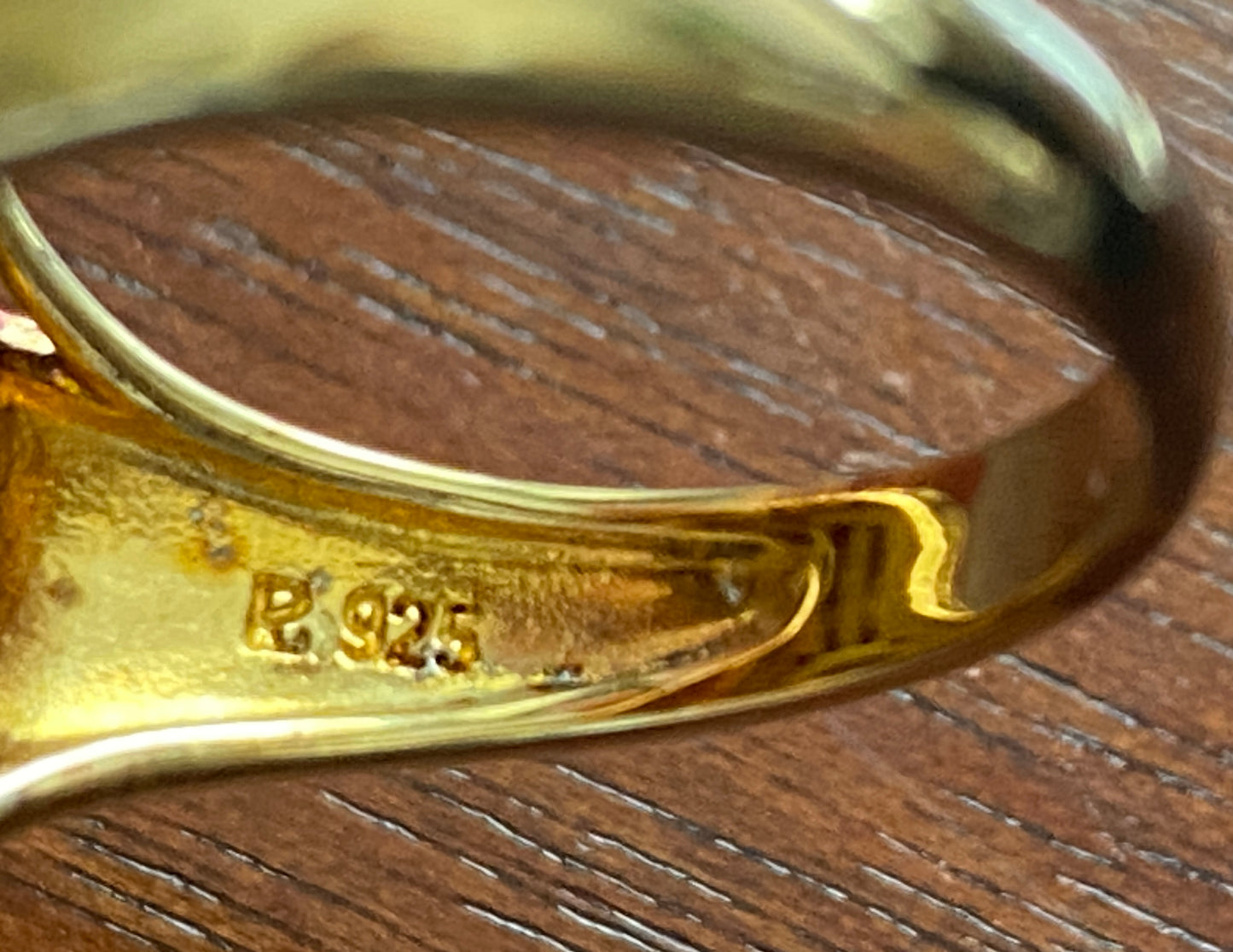 18k Gold Plate over Sterling Silver Garnet Cocktail Ring Sz 10