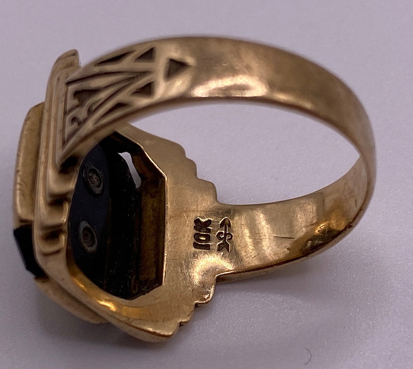 1937 Antique 10k Yellow Gold Class School Ring Sz 6 Onyx