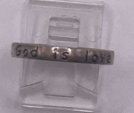 Sterling Silver 925 "God is Love" Band Ring Sz 6.75 - 7