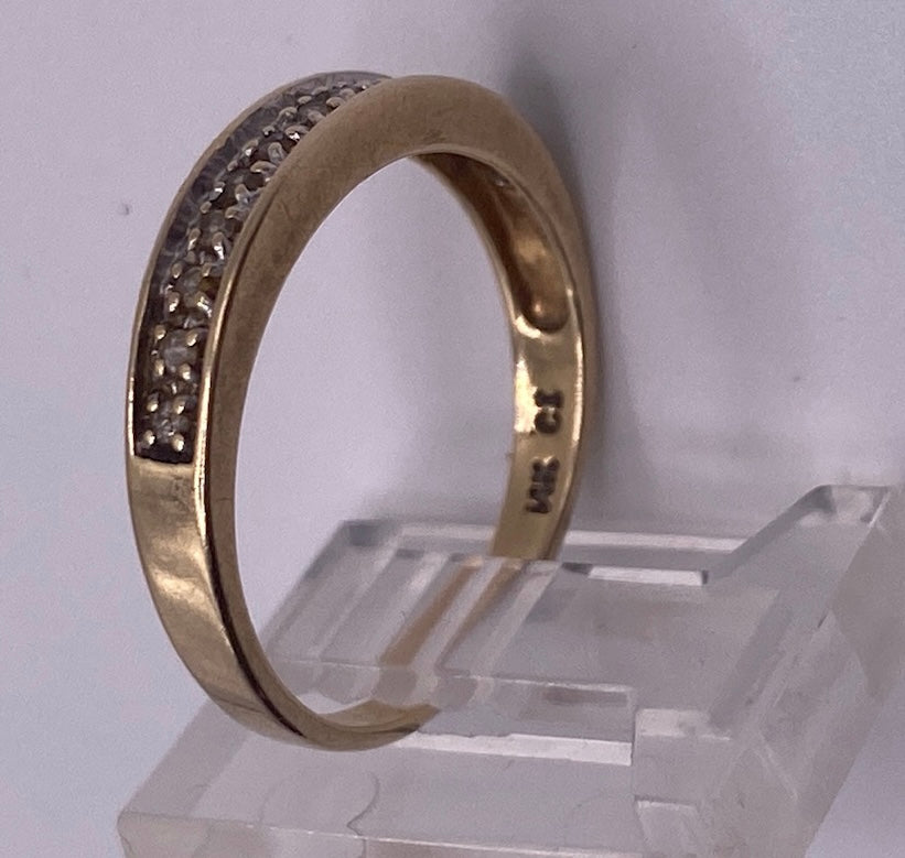 14k Yellow Gold Diamond Prong Set Band Ring Sz 6.75 Signed CI