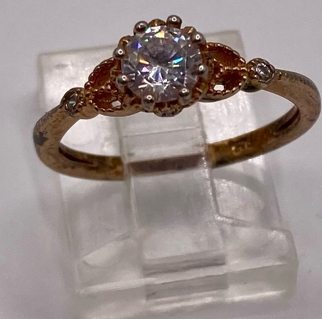 Sterling Silver 925 Gold Plate CZ Ring Sz 6