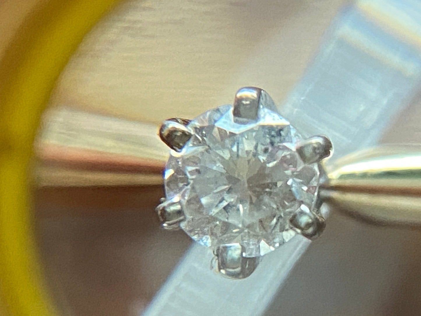 14k Yellow Gold Round .32ct Diamond Solitaire Engagement Ring Sz 7.25