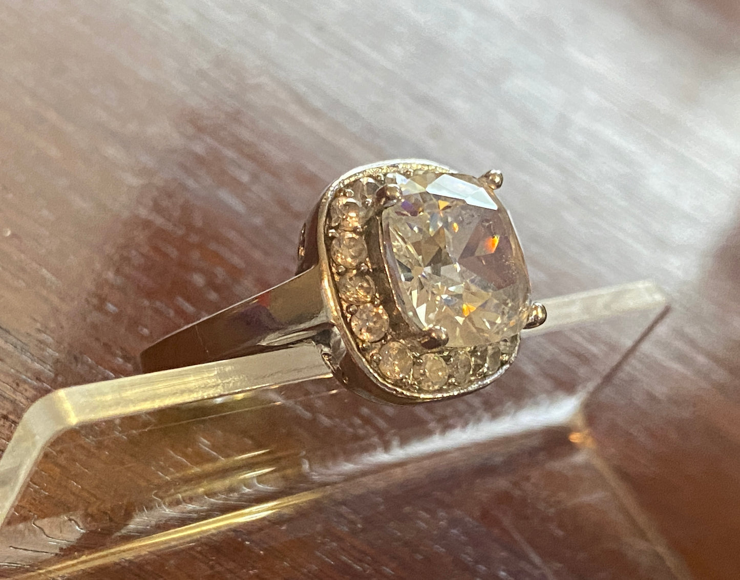 Designer RSE Sterling Silver 925 Princess Cubic Zirconia Halo Ring 8