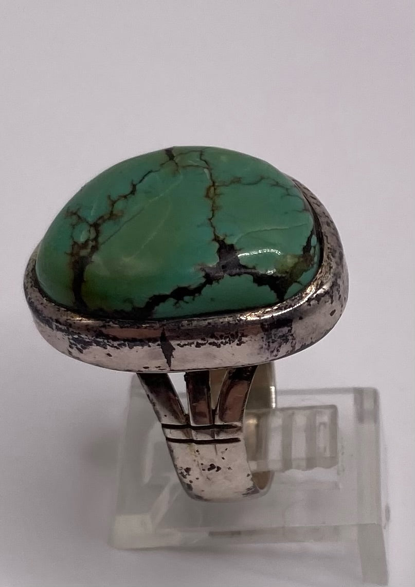 Sterling Silver 925 Turquoise Cabochon Ring Sz 8