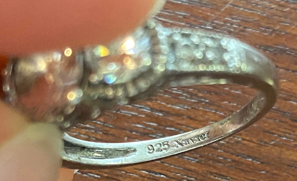 Sterling Silver 925 Cubic Zirconia 3 Stone Ring Sz 6.25