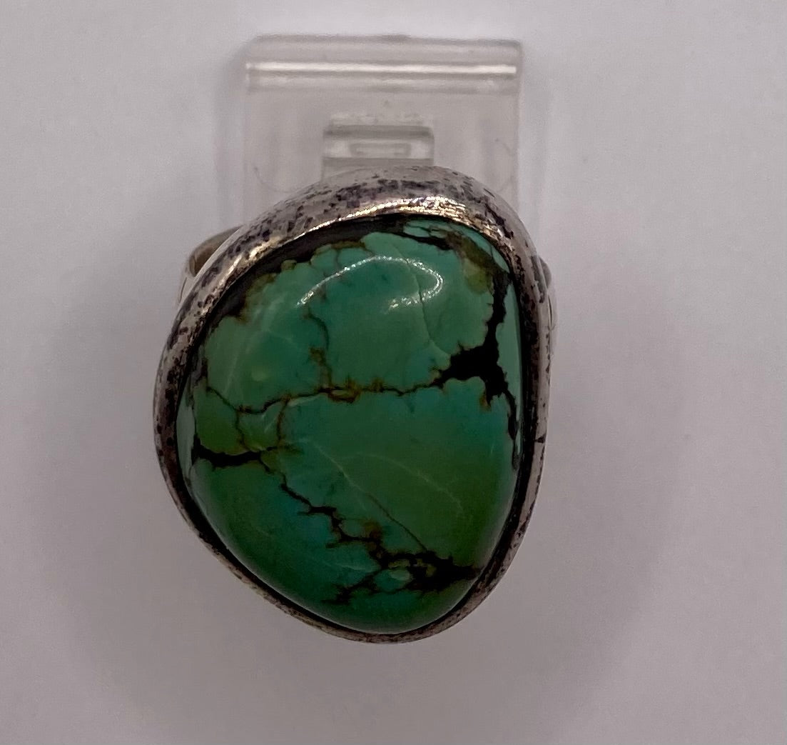 Sterling Silver 925 Turquoise Cabochon Ring Sz 8