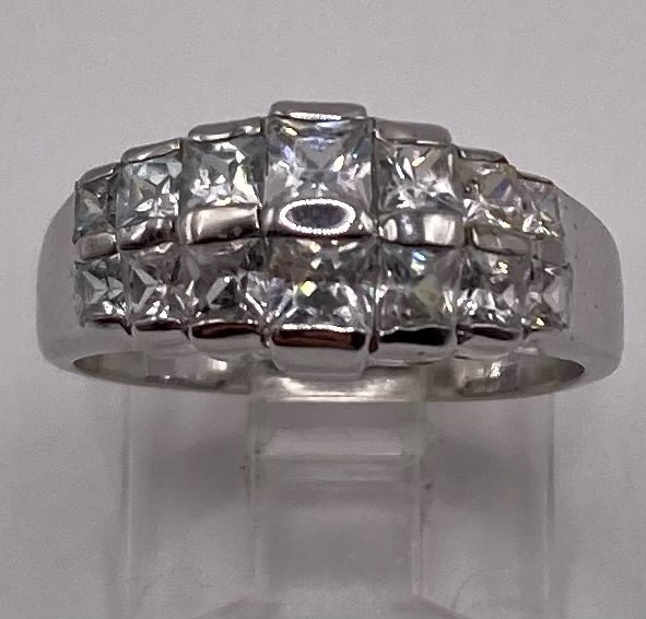 Sterling Silver 925 Princess Cut CZ Channel Set Ring Sz 6.75