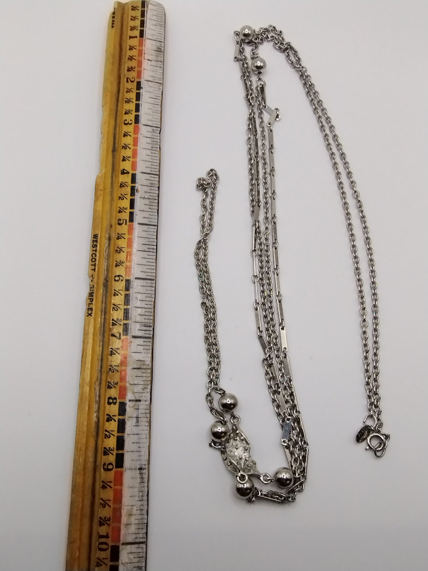 Vintage Signed Park Lane Silver Tone Opera Length Chain Necklace